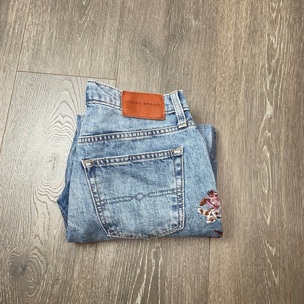 Lucky Brand Drew Floral High Rise Mom Jeans Sz 28